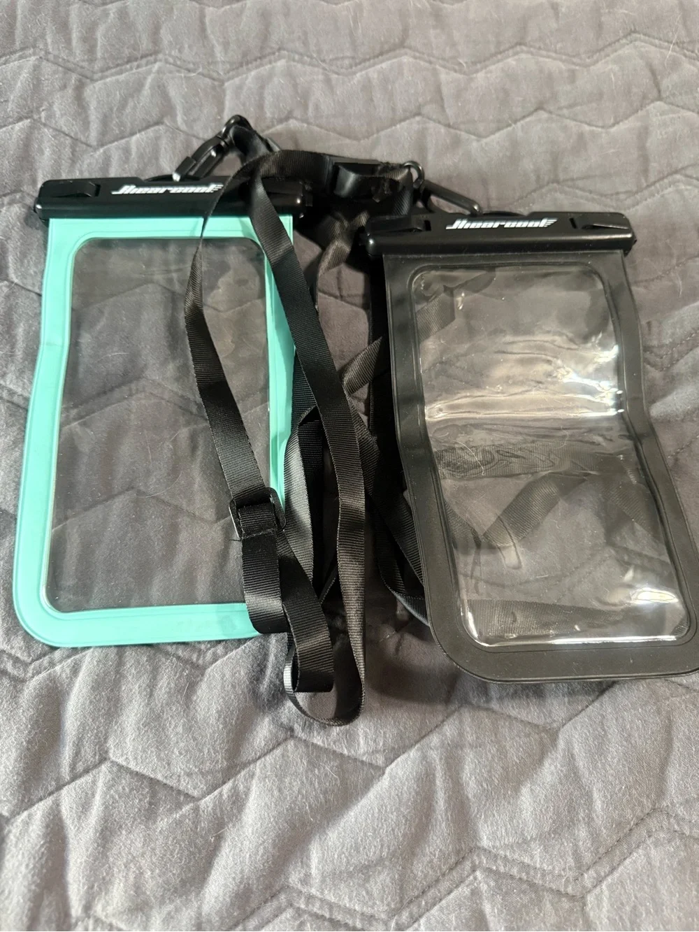 Waterproof Phone Pouch Case with Lanyard - Black & Teal